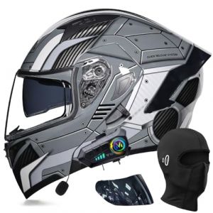 ACLFFSHOP Bluetooth Modulable Casque Moto Homologué ECE, Flip Up Casque Adulte Moto avec Double Visière pour Anti-Collision Casque Scooter Casque Integral Modulable pour Homme Femme M~XXL (GXPgxp, neuf)