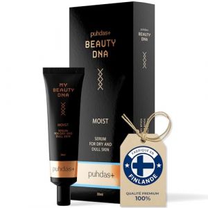Sérum visage puhdas+ BEAUTY DNA MOIST : pour peau sèche et terne [30 ml], avec un puissant agent hydratant – isomérat de saccharide. Complexe naturel et végan. Fabriqué en Finlande (Beauty Engineering, neuf)