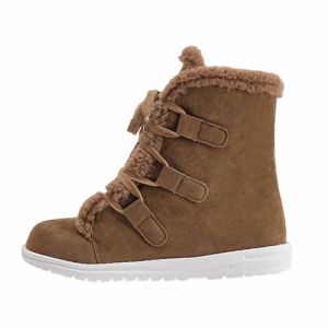 Bottes de Neige Femme Fourr&eacute;es en Daim Bottes Femme Hiver Chaudes &agrave; Lacets Bottine Confort Chic Chaussure Hiver Plate Bottines Snow Boots Fourr&eacute;es Imperm&eacute;able Botte Neige Chaussures de Randonn&eacute;e Ski (Sunliney, neuf)