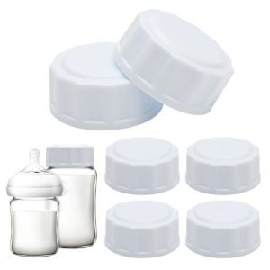 ZMDMAH Lot de 6 bouchons de biberon de voyage pour Avent - Couvercle de rechange pour biberon - Compatible avec les biberons à col large - Blanc (nuobokun, neuf)