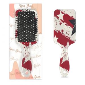 Peigne de massage antistatique avec coussin d'air - Brosse à cheveux carrée - Motif étoile du drapeau américain - Pour femme et fille (OSAM SPACE, neuf)