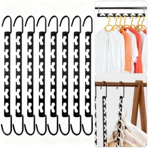 Lahnaokfis 8 Pcs Cintre Gain de Place, Organisateur de Cintres Multifonctionnel Pratique et Durable INOX, Cintre M&eacute;tallique Magique Antid&eacute;rapant, Gagner 80% Plus de Place Rangment Placard (Noir) (MUNTEAN STORE S.R.L., neuf)