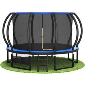 Devoko Trampoline Ext&eacute;rieur &Oslash; 228/305/366/427 cm, Certifi&eacute; GS, pour Enfants, avec Filet de S&eacute;curit&eacute;, Couverture de Protection, Design Citrouille, Capacit&eacute; de Charge 150 kg (Bleu, 366 cm / 12 FT) (Mainwin Store, neuf)