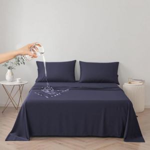 DUJUIKE Couvre-lit imperm&eacute;able, Drap de lit imperm&eacute;able, prot&egrave;ge-Matelas, Housse de canap&eacute; pour Chien, Chat, Enfants, pour lit Twin Size (Bleu Marine, Twin 160 * 230cm) (MKFS-STORE, neuf)