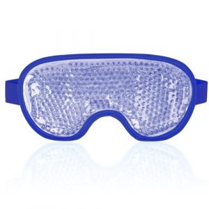 NEWGO Masque Yeux Froid, Masque Des Yeux Gel Gonflés, Cernes, Migraine Réutilisable masque froid pour les yeux avec dos en peluche de Poche de Glace en Yeux pour Thérapie Froid Chaud (Bleu marine) (BK Newgo, neuf)