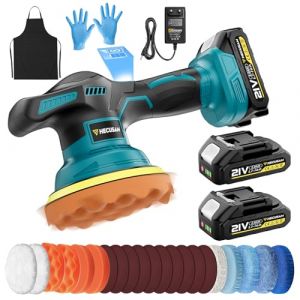 Polisseuse Voiture Sans Fil, 8 Vitesse Variable Lustreuse, 21V Polisseuse Orbitale Voiture 6 Pouces avec ÉCran Lcd 2x2,0 Ah Batteries, 26 Accessoires pour Polissage,Cirage et Finition des Voitures (HECUSAM, neuf)