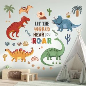 DECOWALL SG2-2425 Stickers muraux Dinosaures Colorés Palmier Bébé Pépinière Chambre de Garçon Chambre Bébé Salle de Jeux Décoration Cadeaux pour Enfants Boho Tout-Petit Peel and Stick Papier Peint (FR DECOWALL, neuf)