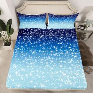 Homewish Drap Housse 90x190 Bleu Galaxie, Ensemble de Literie Bleu Foncé Pastel, Drap-Housse Bleu Marine pour Enfant Garçon Fille, Parure de Lit Étoiles Scintillantes, Drap de Lit 1 Personne (Suzhou yiyanyun e-commerce Co., Ltd, neuf)