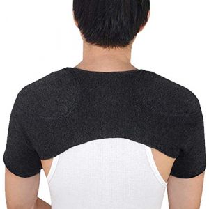 ITODA Unisex Double Support d'épaule Auto-Chauffant Coussinet d'épaule Protège-épaule en Cachemire Soutien d'épaule Chaud Soulager la Douleur et Blessures pour Maison et Bureau, Gris Foncé, L (ITODAUK, neuf)