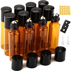 DKBT Flacon Roll On Vide 10ml 12pcs Roll On Huile Essentielle Vide Bouteil Brun Verre Flacon Roller Rechargeable, Avec Bille en Acier Inoxydable pour Parfums, Aromathérapie, Massage, Voyage (Tianxinge Trading, neuf)