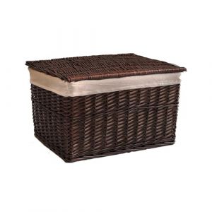 Arthur Cameron - Panier en osier doublé avec couvercle amovible et doublure en coton - Parfait pour la salle de bain, le salon ou la chambre à coucher - Panier de rangement avec couvercle, grande (Arthur Cameron, neuf)