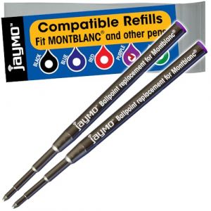 Jaymo Remplacement pour Montblanc 116218 – Mesure 98 mm de long – Recharge pour stylo à bille – 2 violet (Cottage Mills UK, neuf)
