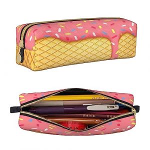 PAQGSREM Petite trousse à crayons, trousse à crayons, clés, léopard marron, trousse de rangement pour papeterie, école, bureau, voyage, Glace rose., Taille unique, Trousse à crayons (yichangshisanzexushangmaoyouxiangongsi, neuf)