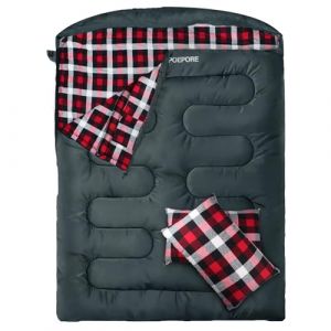 POEPORE Sac de Couchage Double en Flanelle pour Adulte Sac de Couchage 2 Personnes Hiver avec 2 Oreillers pour Camping Randonnée Voyage Extérieur Intérieur Maison 233 * 157CM Gris (PoePore, neuf)