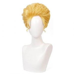 RiRaku Anime Cosplay Perruque Kira Yoshikage Golden Short Halloween Costume Cosplay Perruque,pour Fête Carnaval Noël (ZouPingPengQiJianZhuGongChengYouXianGongSis, neuf)