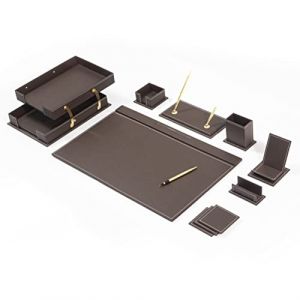 Ensemble de bureau en cuir – Accessoires de bureau – Accessoires de bureau – Fournitures de bureau – Organiseur de bureau – 12 pièces – 12 pièces (GleamStore, neuf)