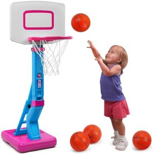 Erixazs Panier Basket Enfant - Panier De Basket Exterieur Interieur - Panier De Basket Enfant 3 4 5 6 7 Ans Reglable 70-138cm Ensemble de Basketball Portable et Réglable Jeux Exterieur Enfant (Rose) (SUPER JOY LTD, neuf)