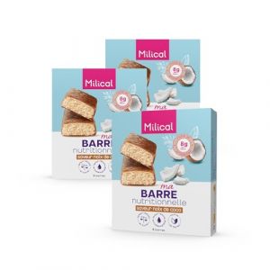 Barre Nutritionnelle | Riche en Prot&eacute;ines et Fibres | Faible en Sucres et Mati&egrave;res Grasses | Laboratoire Milical (Lot de 3, Noix de coco) (Ma Sant&eacute;, neuf)