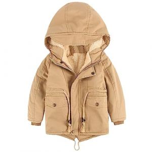 linboo Enfant Gar&ccedil;on Manteau Chaud Blouson &agrave; Capuche Hoodie Parka Doublure Polaire Epais Veste d'Hiver pour B&eacute;b&eacute; Gar&ccedil;on Fille, Kaki, 6 ans (TBONBON-EU, neuf)