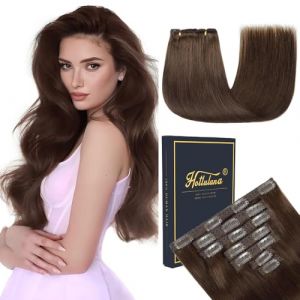 HotLulana Extension Cheveux Naturel Clip, 7pcs Brun Rajout Cheveux Clip Extension a Clip Cheveux Naturel Extension Cheveux Naturel 80g Cheveux humains 14 Pouce 35cm Clip In Extension 2# (Hezhiyang, neuf)