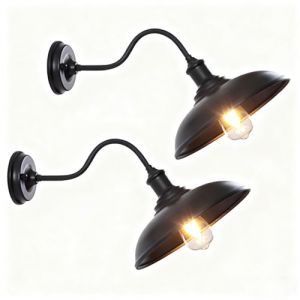 Moddeny 2 Pack Col de Cygne ext&eacute;rieur &eacute;tanche Applique Murale Vintage 11 Pouces Fer Mur &eacute;clairage Mural Ferme Grange ext&eacute;rieur Applique r&eacute;tro ext&eacute;rieur luminaire pour Porche Garage Patio (Moddeny FR Factory Lighting, neuf)