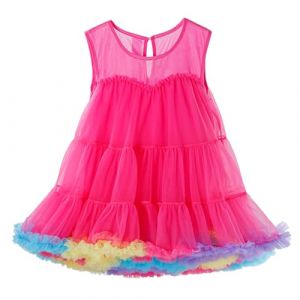 LACOFIA Robe Tutu Fille Robes Princesse d'&eacute;t&eacute; &agrave; Volants Multicouches en Tulle D&eacute;contract&eacute;e F&ecirc;te pour Enfant Rose Fuchsia 2 Ans (Lacofia, neuf)