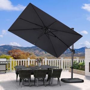 PURPLE LEAF Parasol D&eacute;port&eacute; Rectangulaire 3x2m Inclinaison Bilat&eacute;rale 55&deg;, Parasol de Jardin Ext&eacute;rieur en Aluminium 8 Baleines Toile 240g/m&sup2; Anti-UV avec Hauteur R&eacute;glable et Rotation 360&deg;, Gris clair (PurpleLeafGarden, neuf)