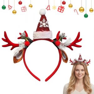 Sghtil Bandeau de No&euml;l en bois d'&eacute;lan, bandeau en bois d'&eacute;lan r&eacute;aliste - Habiller le bandeau de costume,bandeau pour les vacances de No&euml;l, cerceau &agrave; cheveux, bandeaux pour laver le visage. (hinetinly, neuf)