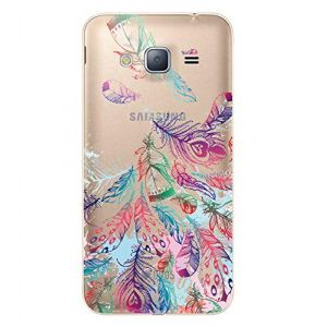 NOVAGO Compatible avec Samsung J3 2016 (J320) Coque Souple Transparente et r&eacute;sistante Anti Choc avec Impression de qualit&eacute; (1 Coque, Plume 2) (NOVAGO-Vendeur PRO fran&ccedil;ais, neuf)