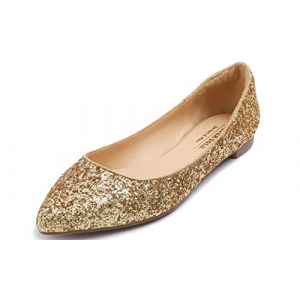 Feversole Women's Macaroon Shiny Memory Foam Cushion Patent Ballet Flat,M&eacute;moire color&eacute; Macaron Coussin en Mousse de Femmes Ballerine de Brillant Paillette Plat Or Taille 39 (Tiptoe London, neuf)