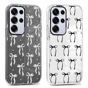 Xylota 2 x Coque pour Samsung Galaxy S25 Ultra 5G 6,8",Transparente &Eacute;tui avec Aesthetic Motif Noeud Papillon Case, Souple Silicone Mince TPU Housse Antichoc Antirayures Cover pour Samsung S25 Ultra,02 (AMCREST HOLDINGS, neuf)