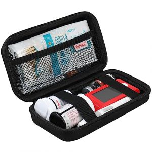 BOVKE Diabetes Supplies Box, Sac de Voyage pour Le diabète pour Les Kits de Test, glucomètre, bandelettes, médicaments, lancette, Aiguilles, seringues et Autres Fournitures pour Le diabète, Noir (BOVKE EU, neuf)