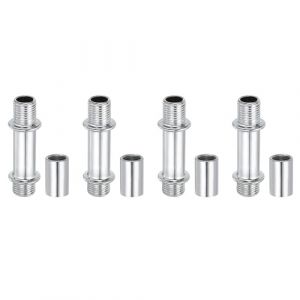 PATIKIL Kit Tige de Lampe à Tube Droit, 4 Ensemble M10 Acier au Carbone 40mm(1.57") Long Tige Filetée à Double Extrémité avec Écrous D'Accouplement Connecteur à Manchon, Argenté (PATIKIL UK, neuf)