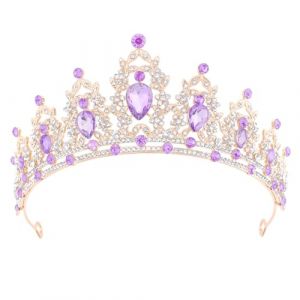 DRESHOW Couronne d'anniversaire pour Femmes Tiare de Cristal pour Filles Accessoires de Cheveux Tiare de Mariage Couronne de Princesse Pailletée Serre-tête de Fête Diadèmes pour Femme (Dreshow, neuf)