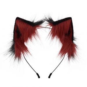 Serre-t&ecirc;te oreilles de renard, oreilles de chat en fausse fourrure, serre-t&ecirc;te oreilles de loup, accessoires de costume en fourrure, &eacute;pingle &agrave; cheveux tendance for adultes, cosplay d'Halloween(Red Bla (FFNWFHZ, neuf)