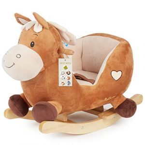 BIECO Peluche Animal &agrave; Bascule Cheval Calimero | Cheval a Bascule Bebe 1 an | Cheval &agrave; Bascule Animal a Bascule Bebe Animaux a Bascule Enfant Cheval Bascule Bois Grand Cheval &agrave; Bascule Monter (BIECO Spielwaren, neuf)