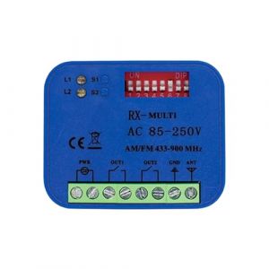 R&eacute;cepteur Universel Compatible, Relais R&eacute;cepteur, R&eacute;cepteur Radio 2 Canaux 433-868 MHz Code Variable/Fixe R&eacute;cepteur 12-24 VAC/DC pour Eclairage Motorisation de Portail Syst&egrave;me de Porte Garage (MOTTIA FACING LIMITED, neuf)