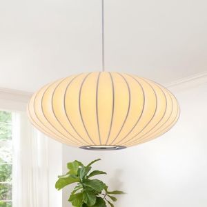 kaixunl Lustre moderne Tissu Suspension Lanterne Lustres Bulle Blanc Style Japonais Abat-jour En Imitation Soie Suspension Cocon Id&eacute;al Pour Les Salon Salle &Agrave; Manger, Chambre et Couloir 40cm (Kaixunl, neuf)