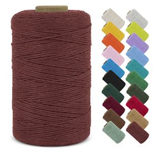 LEREATI Fil Macramé 1mm x 390m Corde Macramé Fil de Coton Naturel Ficelle Macramé Cordon, Cordelette 1mm pour Porte Plante Mural, Rideau, Tressée, DIY Artisanat, Cadeau Décoration (Rouge Brique) (LEREATI, neuf)