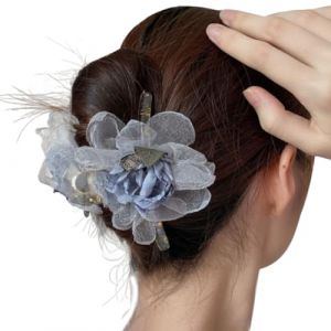 FUXIU Pince à cheveux en maille fleur fleur pince à cheveux fleur pince à cheveux vintage fleur pince à cheveux pour femme clip requin pince à chignon (JiaoJIan, neuf)