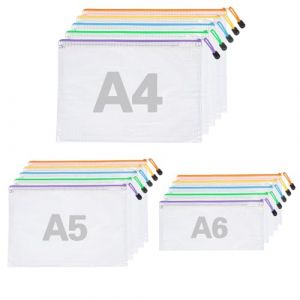 15 pochettes de documents A4 A5 A6 5 couleurs, pochette de documents &eacute;tanche, pochette transparente &agrave; fermeture &eacute;clair pour fichier, cosm&eacute;tique, fournitures de bureau, facture, &eacute;cole & voyage (AUTORULATE STAR S.R.L., neuf)