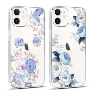 Foonary 2 Pi&egrave;ces Transparente Coque pour Apple iPhone 12/iPhone 12 Pro 6,1", Etui Fleur Aesthetic Motif Dessin Housse, Silicone TPU Cover Antichoc Bumper Protection Case pour iPhone 12/12 Pro,Fleur11 (DANIEL MEYER eu, neuf)