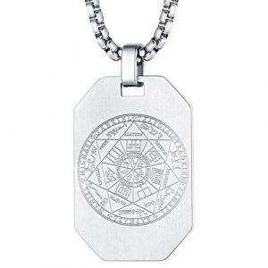 FaithHeart Collier Médaille Talisman 7 Archange Pentacle de Protection Homme Pendentif Plaque Archanges Michael Acier Inoxydable avec Chaîne 55cm Bijoux Religieux Porte Bonheur Amulette Protection (FaithHeart Jewellery, neuf)