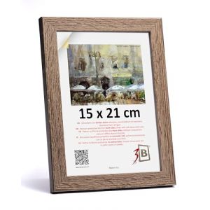3-B Cadre de l'image HIT - Foncé Brun (Noyer avec grain de bois optique) - 15x21 cm (A5) - cadre photo en bois avec verre acrylique (Waldorff GmbH, neuf)