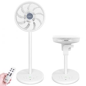 LeaderPro 2 en 1 Ventilateur Silencieux 3D Oscillant Sur Pied et de Bureau, Moteur DC Turbo, Circulation d'Air, Télécommande, Ø34cm, 13 Vitesses, 6,8m/s, 20dB, Blanc (LeaderProDirectStore, neuf)