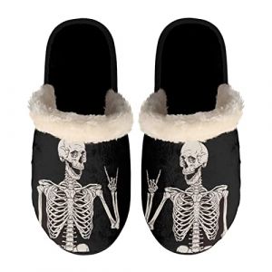 chaqlin Chaussures d'intérieur légères pour femmes, hommes, enfants, pantoufles d'intérieur pour voyage, spa, hôtel, chambre à coucher, Tête de mort humaine., Medium (chaqlin, neuf)