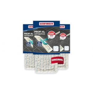 Leifheit Lot de 3 housses Profi XL coton plus, housse de rechange en coton pour balai à plat Profi XL, housse nettoyante et absorbante pour balai serpillère, pour le carrelage et les sols en pierre (avantrado.shop, neuf)