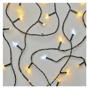 EMOS Guirlande lumineuse LED blanc chaud + blanc froid pour l'intérieur et l'extérieur, 12 m de long, avec 120 LED, fonction minuterie 6 heures, bloc d'alimentation et transformateur, pour fêtes, (4DAVE, neuf)