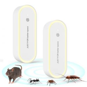 R&eacute;pulsif antiparasitaire &agrave; ultrasons, LED Veilleuse &eacute;lectronique Antiparasitaire Int&eacute;rieur, Antiparasitaire pour Moustiques, Souris, Araign&eacute;es, Cafards, Mouches, Lot de 2 (MaKaBaKaDianZiShangWu, neuf)