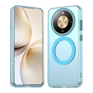 HAOYE Coque Magn&eacute;tique pour Huawei Honor Magic 8 Lite / Magic8 Lite - &Eacute;tui TPU+PC Mince avec Finition Mate, Anti-Trace Antichoc Housse Compatible avec MagSafe Accessoires - Bleu (Haoyes, neuf)